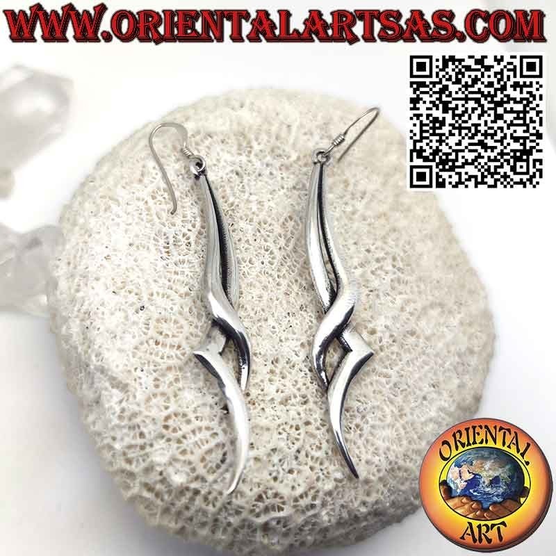 Orecchini in argento 925 ‰ attorcigliato lungo ed elegante il fulmine