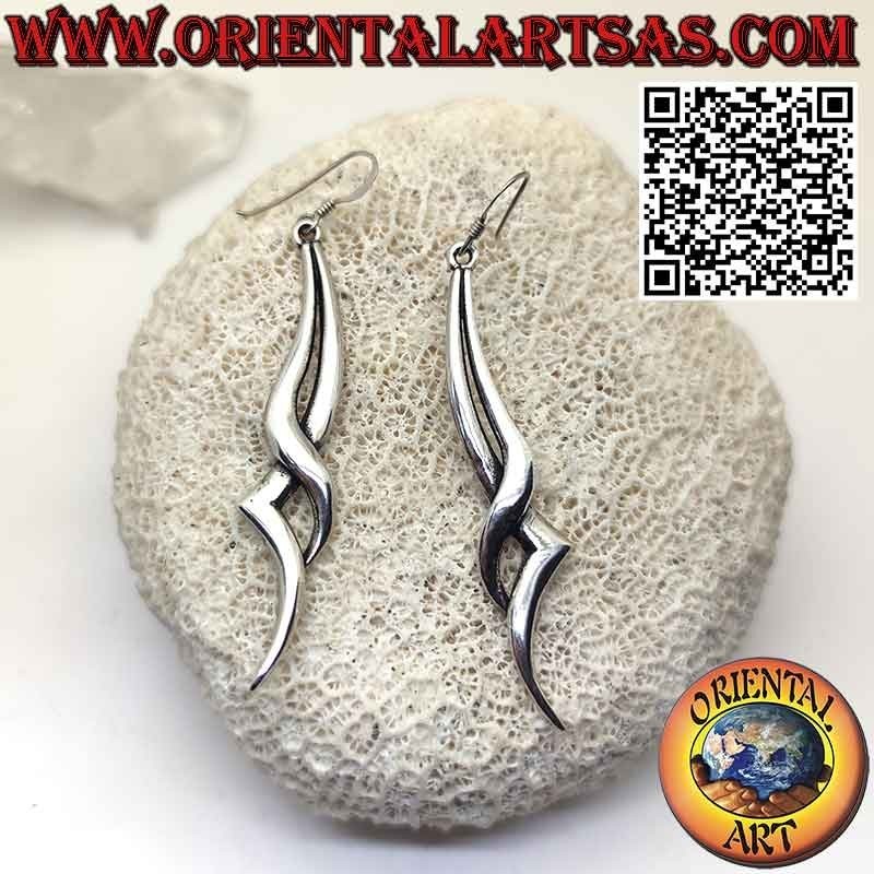 Earrings in 925 ‰ silver twisted long and elegant lightning