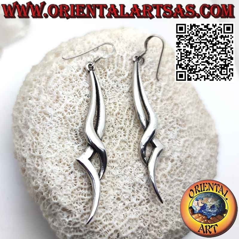 Boucles d'oreilles en argent 925‰ torsadé long et élégant éclair