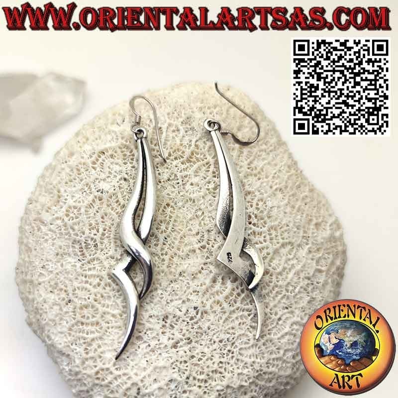 Orecchini in argento 925 ‰ attorcigliato lungo ed elegante il fulmine