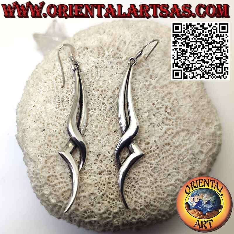 Boucles d'oreilles en argent 925‰ torsadé long et élégant éclair