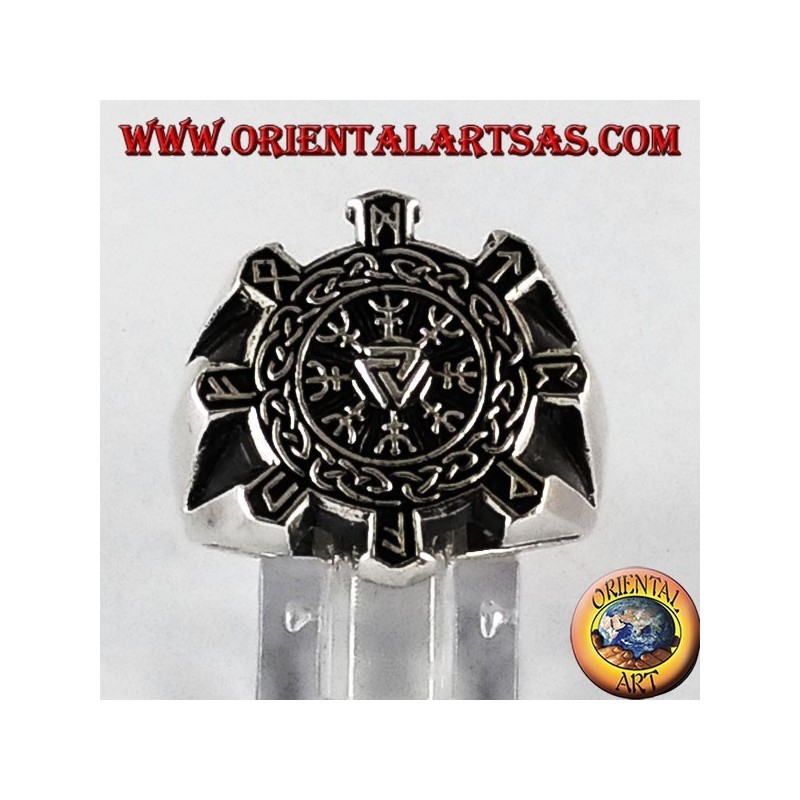 Silver ring, Celtic ruler vegvisir
