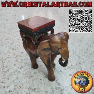 Indian elephant sculpture with canopy in a single 50 cm block of wood