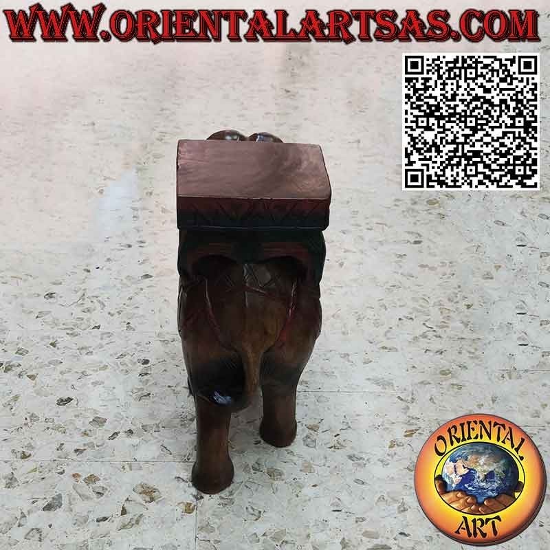 Elefantenskulptur mit Baldachin aus einem einzigen 50 cm Holzblock