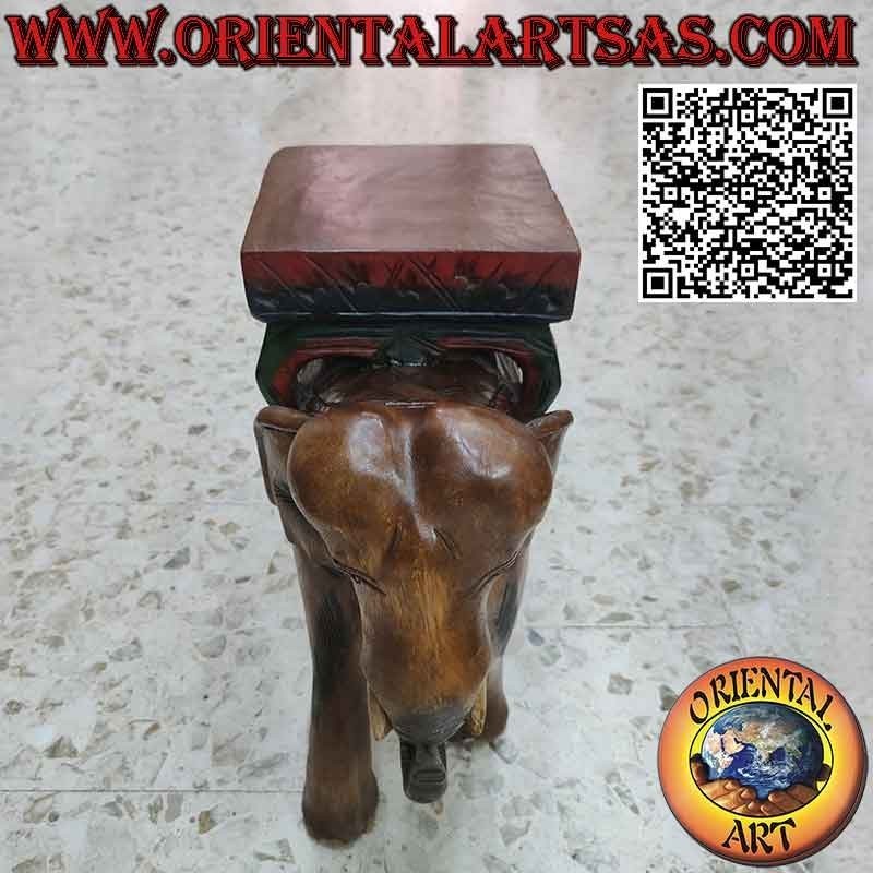 Indian elephant sculpture with canopy in a single 50 cm block of wood