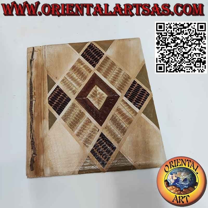 Álbum de fotos en papel natural tapa hoja rombo (35 cm)