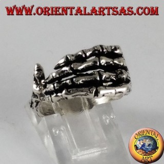 Silver ring, skeleton hand