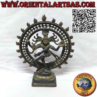 Scultura di "Nataraja" Shiva danzatore cosmico re della danza in bronzo da 27 cm