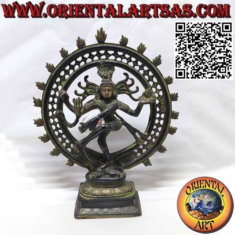 Escultura de "Nataraja" Shiva bailarín cósmico rey de la danza en bronce 27 cm