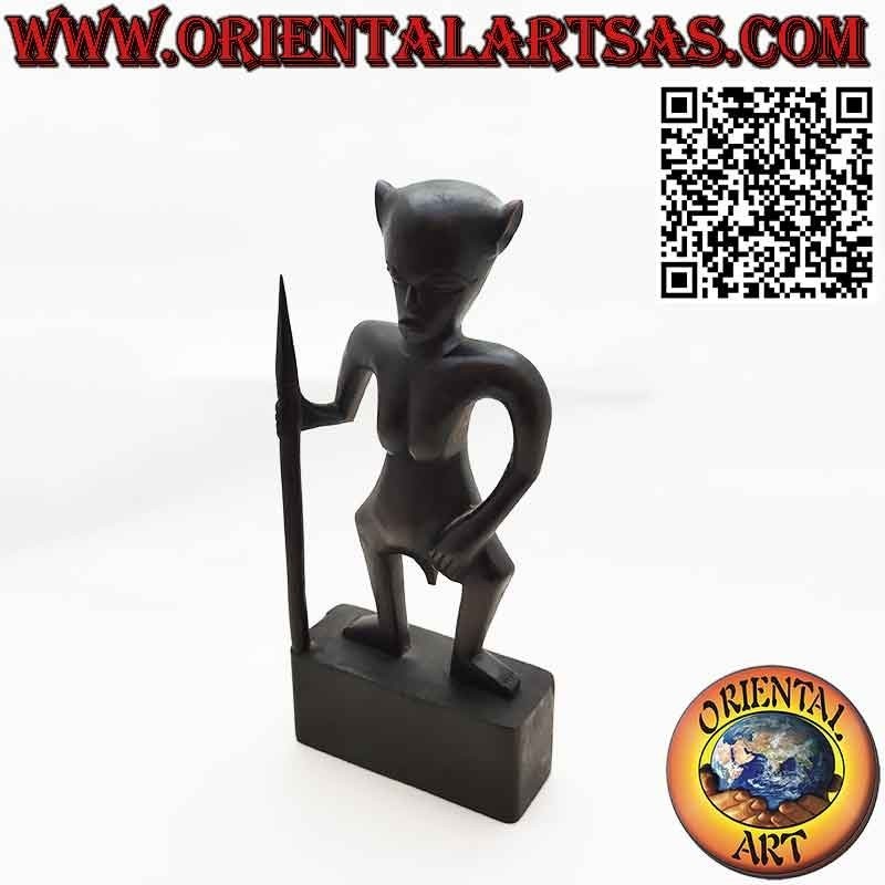 Seltene Skulptur eines DAYAK-Kriegers mit Speer-Artefakt Sarawak Borneo