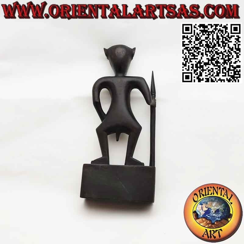 Rare Sculpture of a DAYAK Warrior with Spear Artifact Sarawak Borneo
