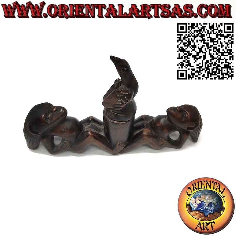 Rare sculpture of two men praising the bird of fertility