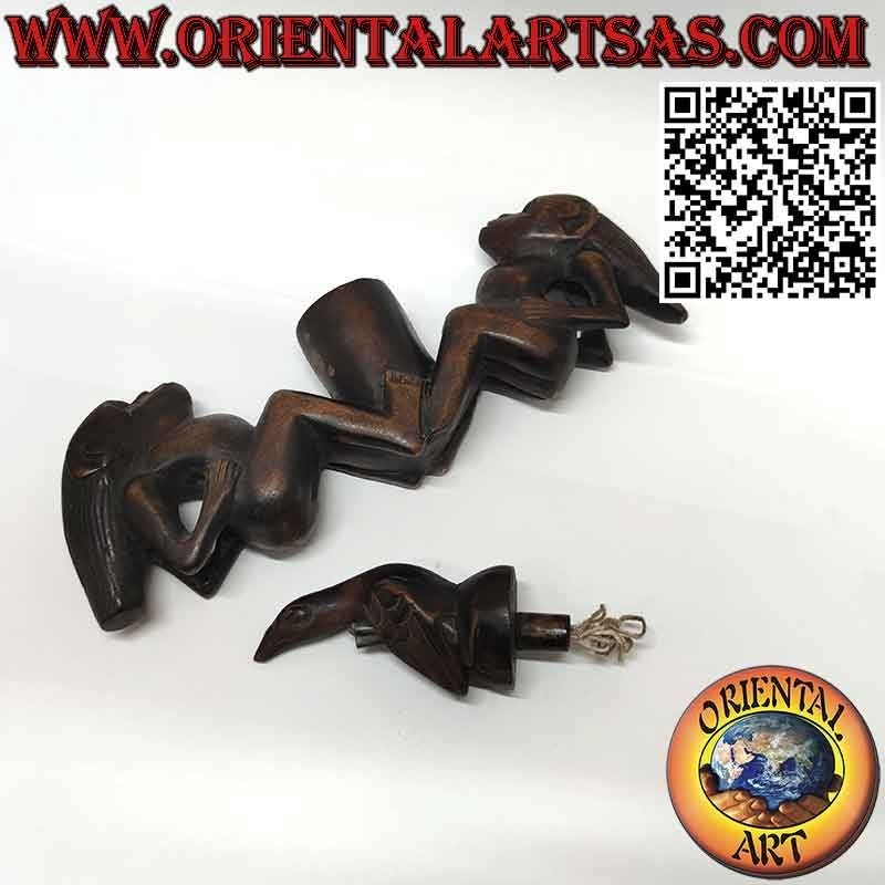 Rare sculpture of two men praising the bird of fertility