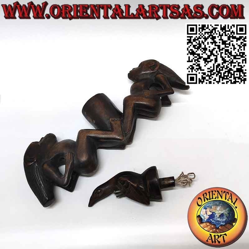 Rare sculpture of two men praising the bird of fertility