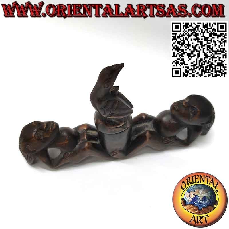 Rare sculpture of two men praising the bird of fertility