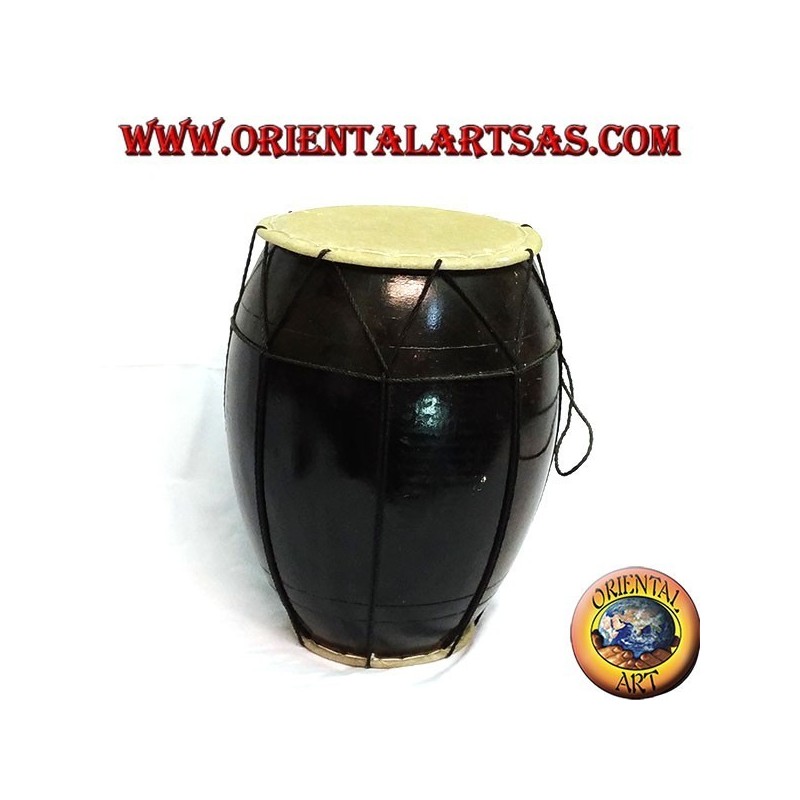 Drum, Pakhawaj in mittel dunkel Mahagoniholz 