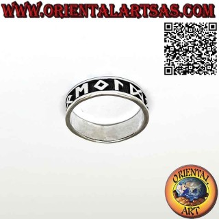 Band ring in hypoallergenic silver with high relief Celtic runes