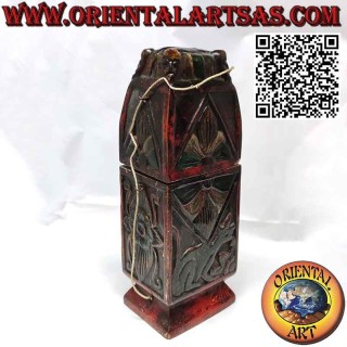 Antique wooden medicine box carved and decorated Borneo Dayak