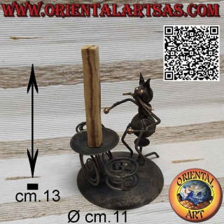 Burner for Palo Santo in wrought iron, the drummer cat