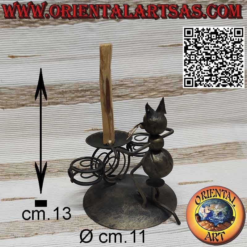 Burner for Palo Santo in wrought iron, the drummer cat