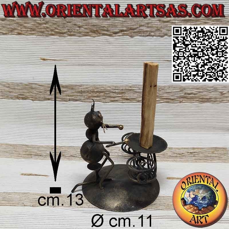 Burner for Palo Santo in wrought iron, the drummer cat