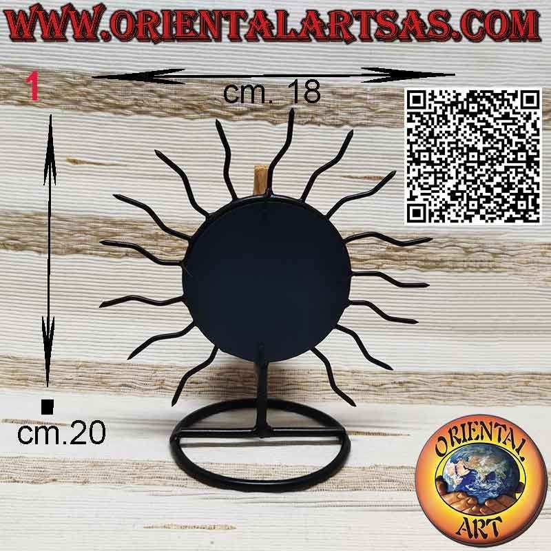 Brûleur pour Palo Santo en fer forgé soleil avec rayons et miroir