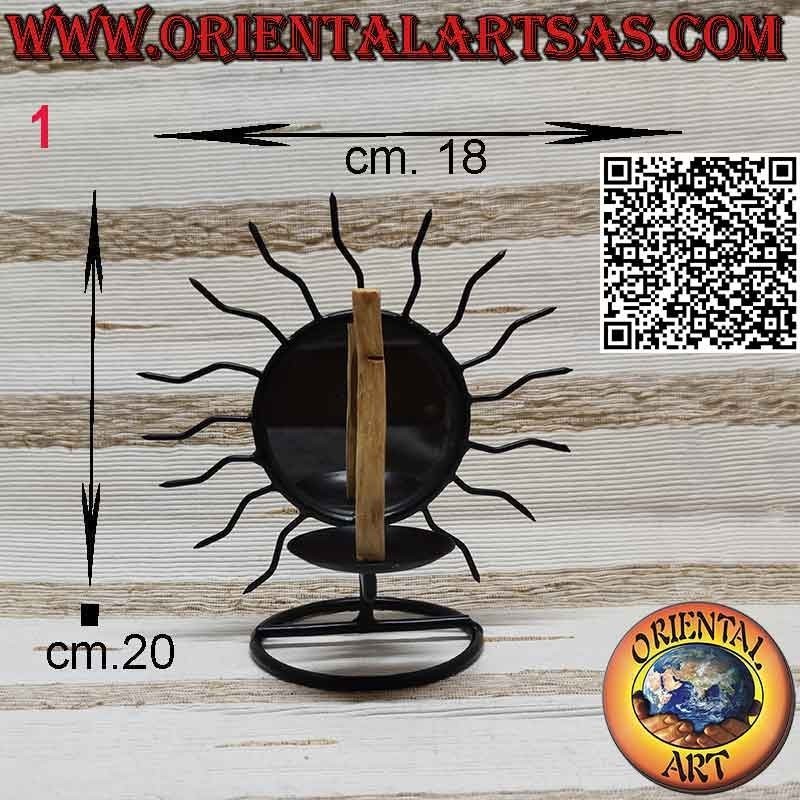 Brûleur pour Palo Santo en fer forgé soleil avec rayons et miroir