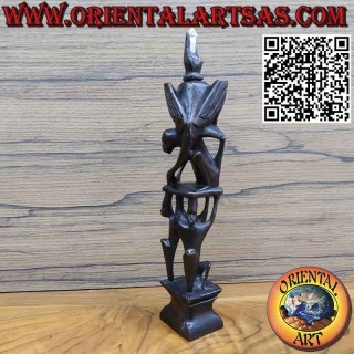 Rara escultura de ébano de hombres 1 pelícano 1 murciélago iluminado