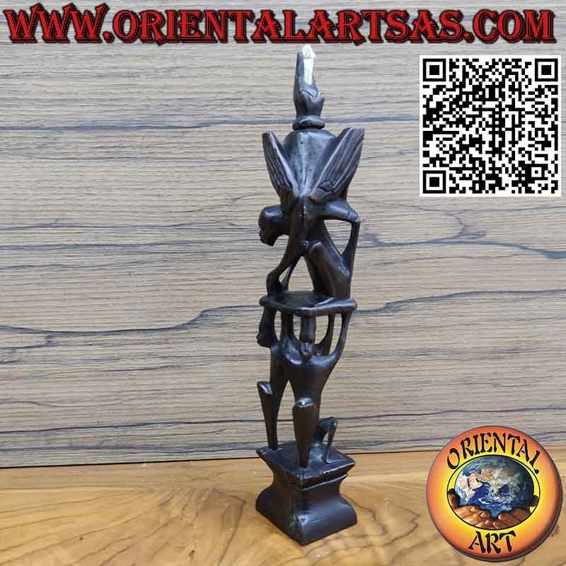 Seltene Ebenholzskulptur von Männern 1 Pelikan 1 beleuchtete Fledermaus