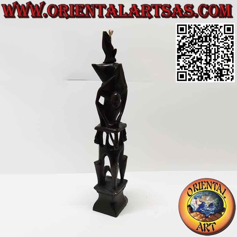 Rare sculpture en ébène d'hommes 1 pélican 1 chauve-souris illuminée