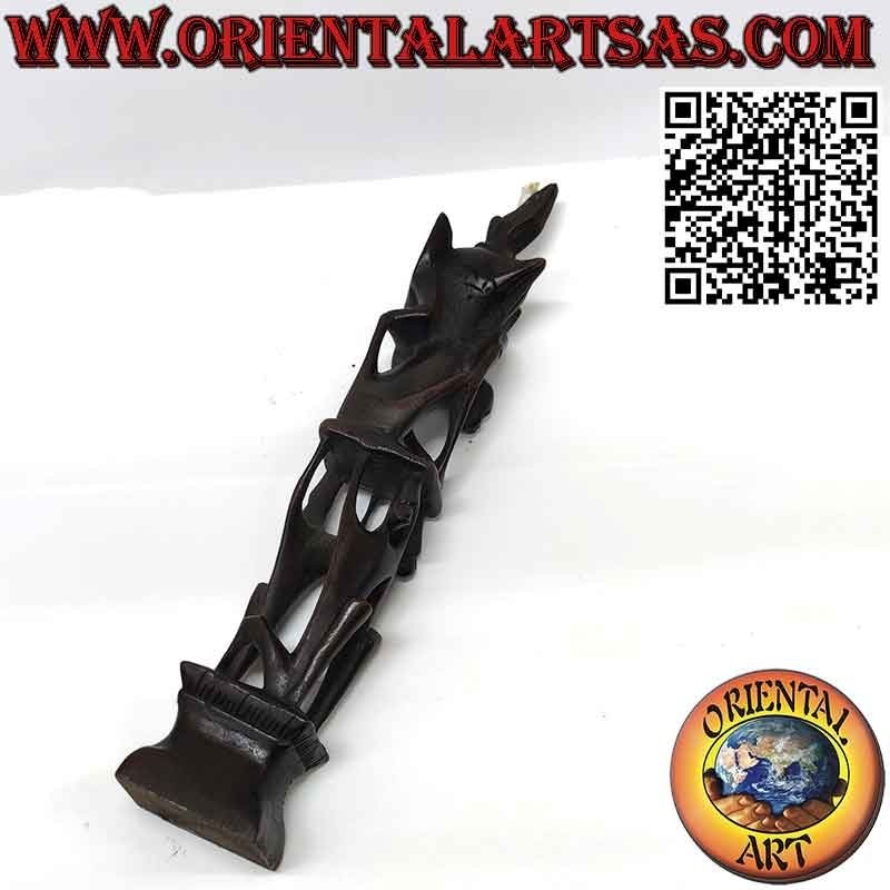 Rare ebony sculpture of men 1 pelican 1 illuminated bat