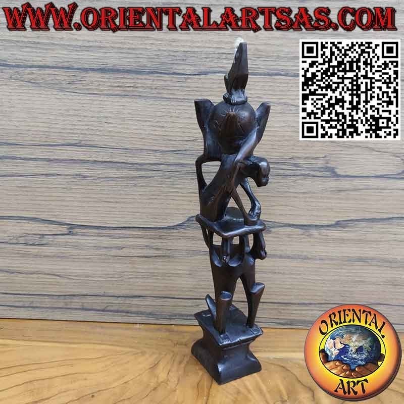 Rara escultura de ébano de hombres 1 pelícano 1 murciélago iluminado