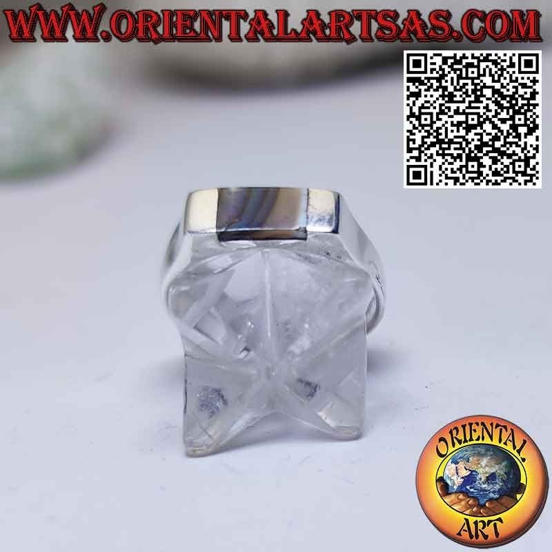 Anello in argento semplice con abalone paua shell rettangolare inserita