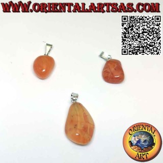 Tumbled carnelian pendant with hypoallergenic metal nail hook