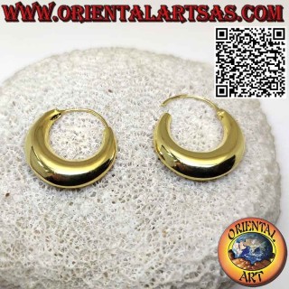 Pendientes de plata, aros de media luna lisos con baño de oro de 25 mm (clásicos)