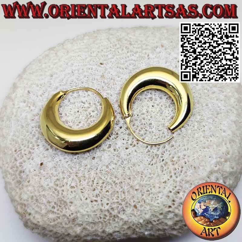 Orecchini in argento, cerchi a mezzaluna lisci placcati oro da 25 mm (classica)