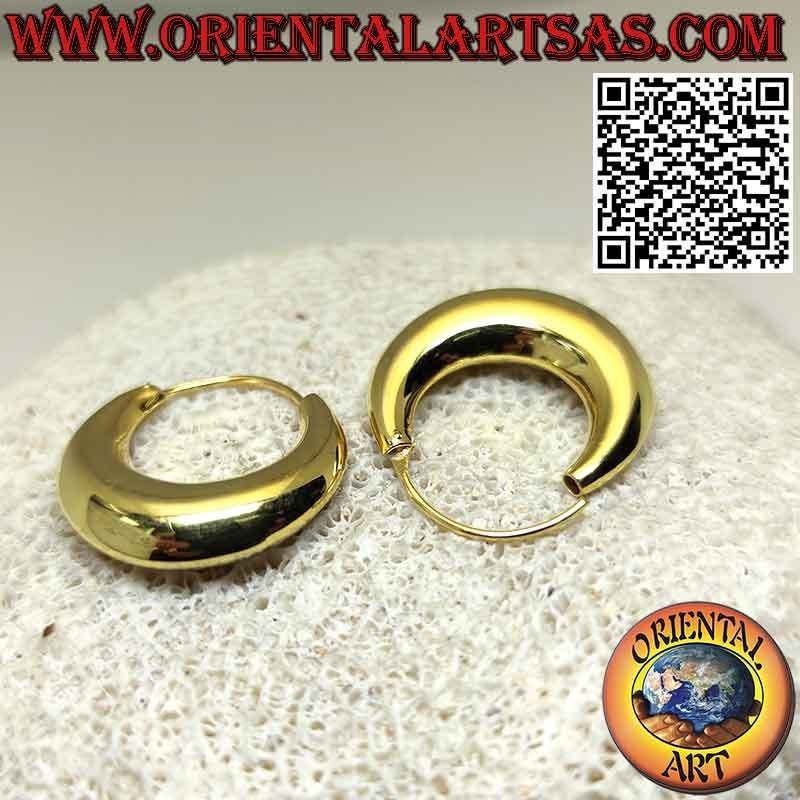 Orecchini in argento, cerchi a mezzaluna lisci placcati oro da 25 mm (classica)