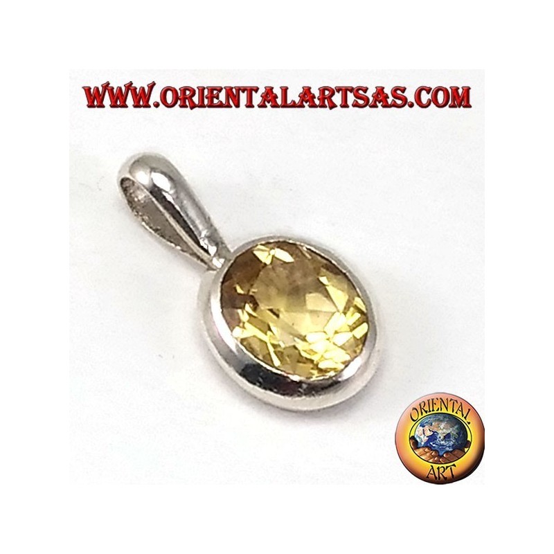 Silber Anhänger mit ovalen natürlichen Topaz eingebettet