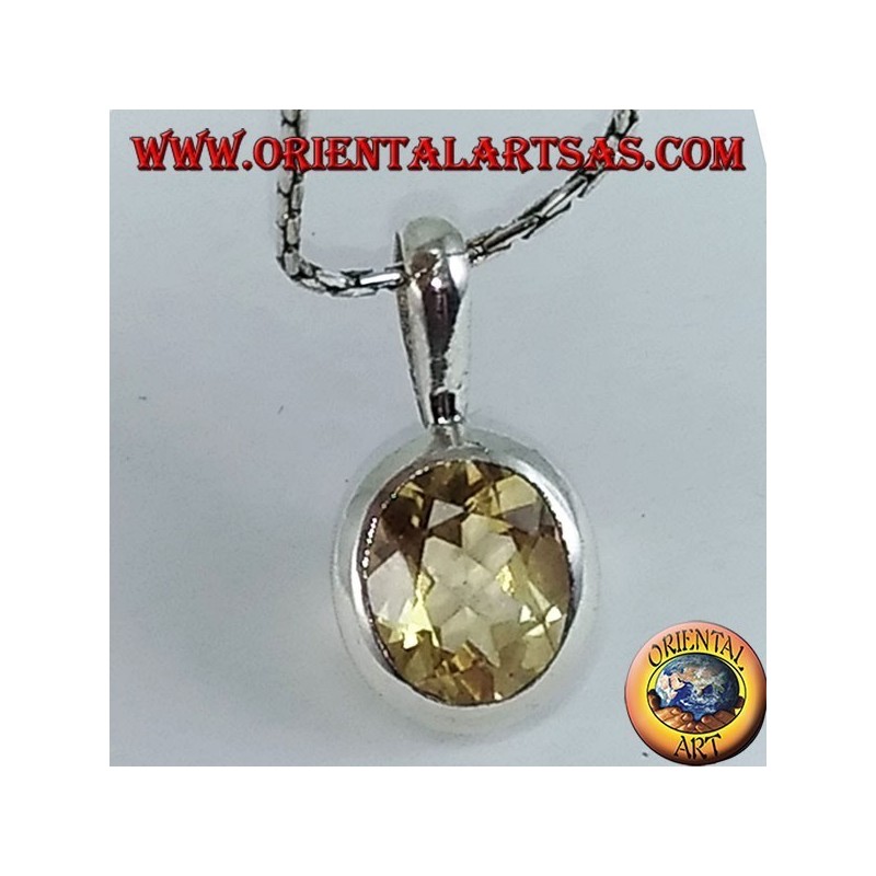 Silber Anhänger mit ovalen natürlichen Topaz eingebettet