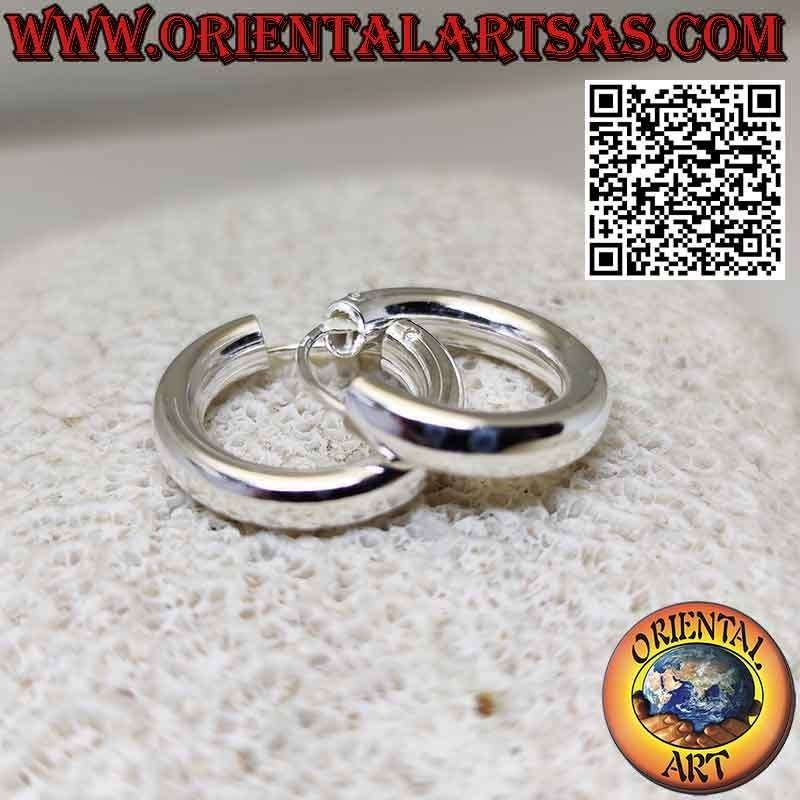 Silver earrings, simple smooth hoops 4 x 20 mm (classical)