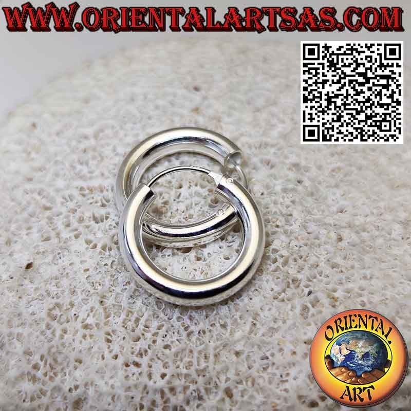 Boucles d'oreilles en argent, créoles lisses simples 4 x 20 mm (classiques)