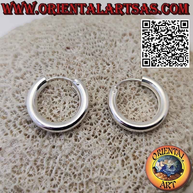 Silver earrings, simple smooth hoops 4 x 20 mm (classical)