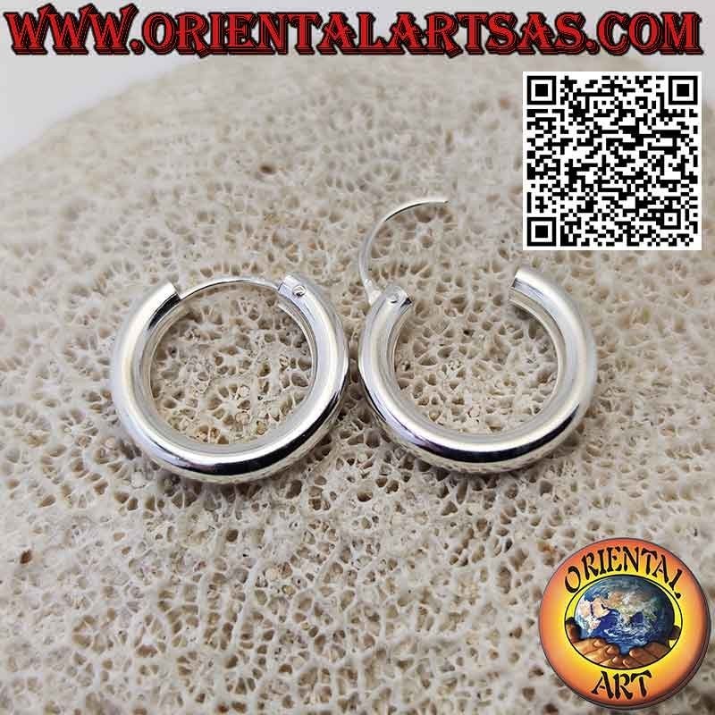 Boucles d'oreilles en argent, créoles lisses simples 4 x 20 mm (classiques)