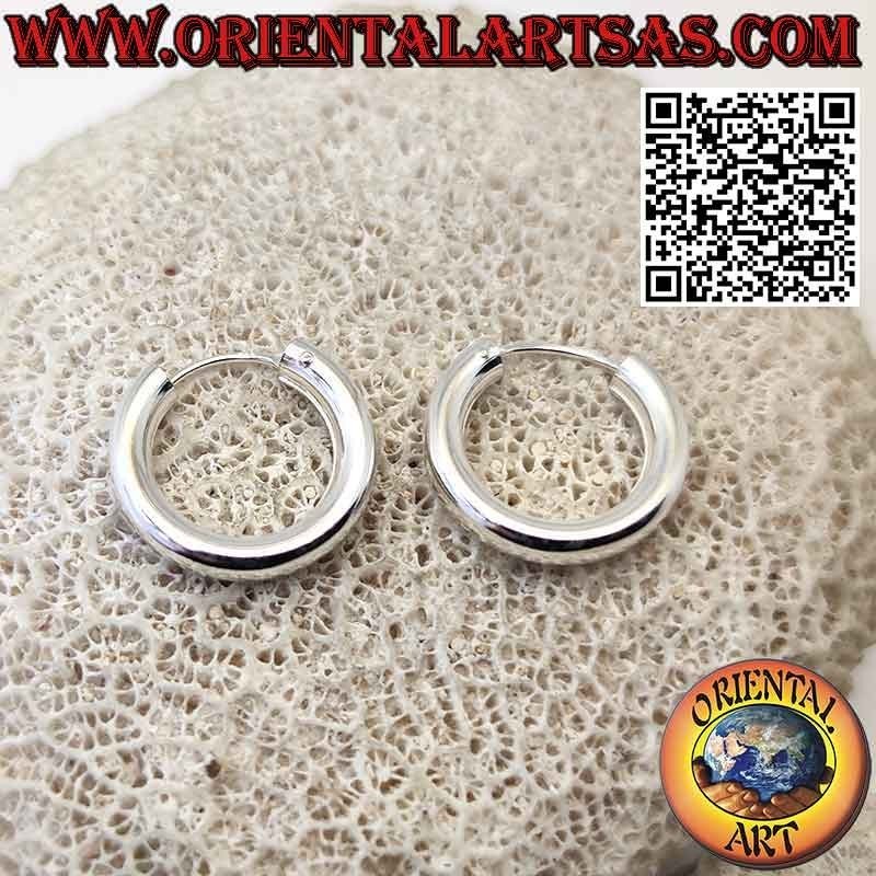 Pendientes de plata, aros sencillos lisos 4 x 20 mm (clásicos)