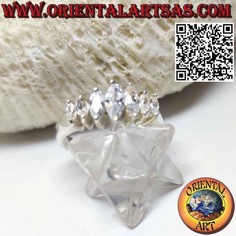 Bague en argent avec 7 zircons navettes croissants et décroissants