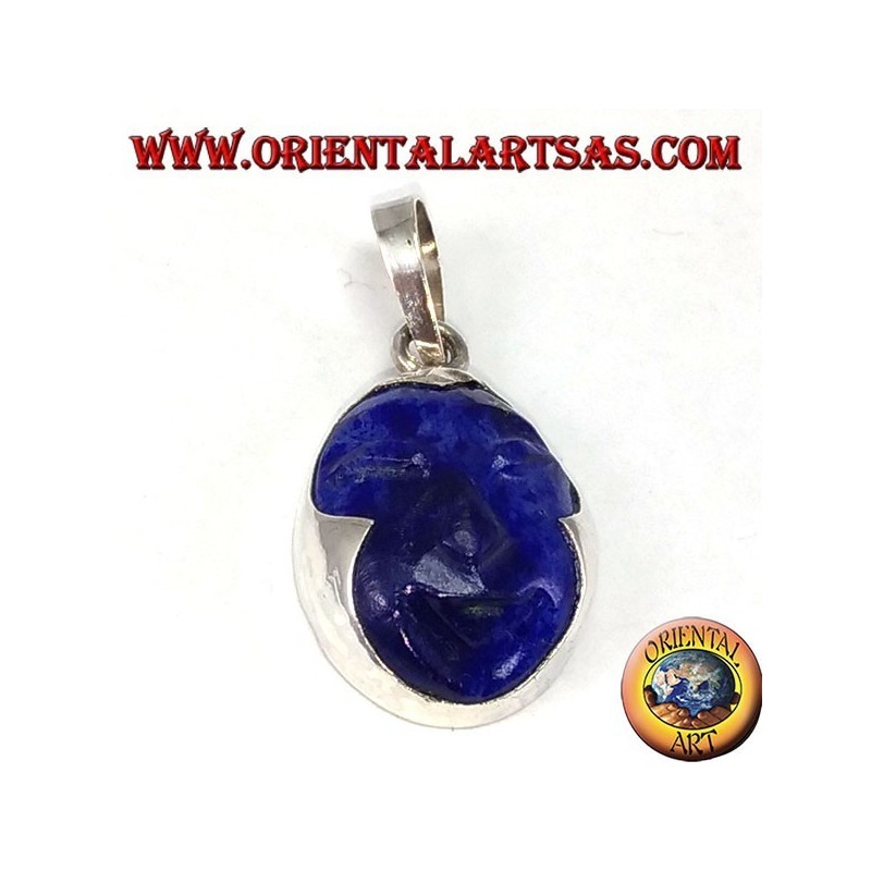 Pendentif argent avec lapis naturel camée