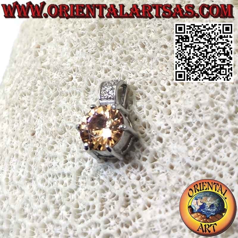 Ciondolo in argento con zircone rosa di Francia ovale gancio allungato