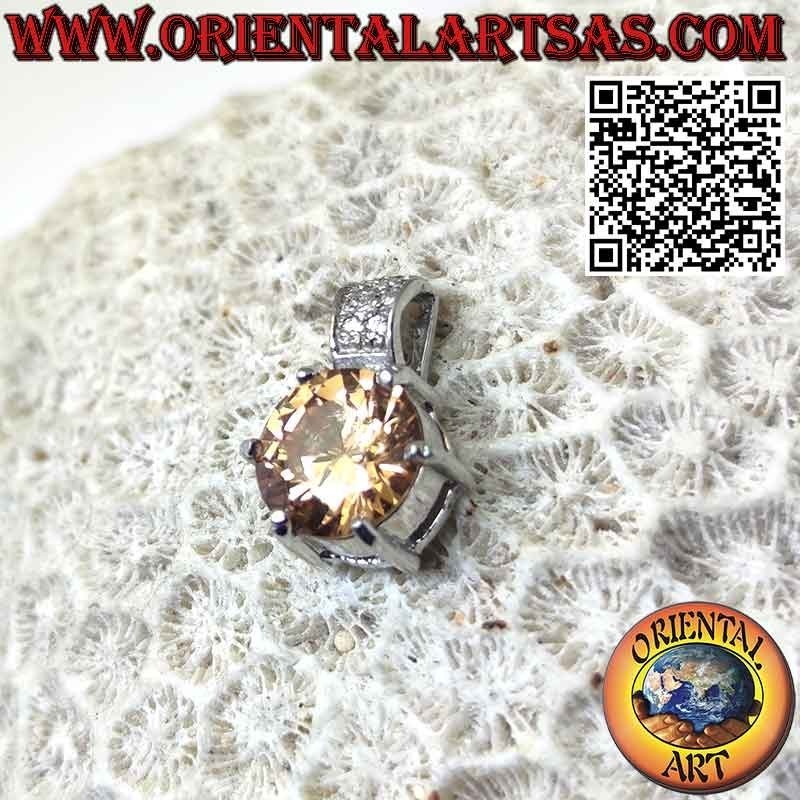 Ciondolo in argento con zircone rosa di Francia ovale gancio allungato