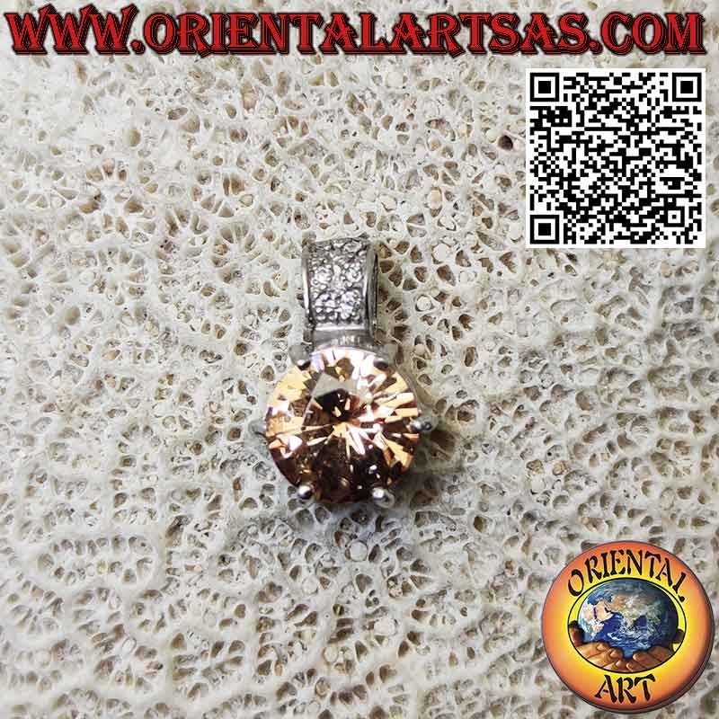 Ciondolo in argento con zircone rosa di Francia ovale gancio allungato