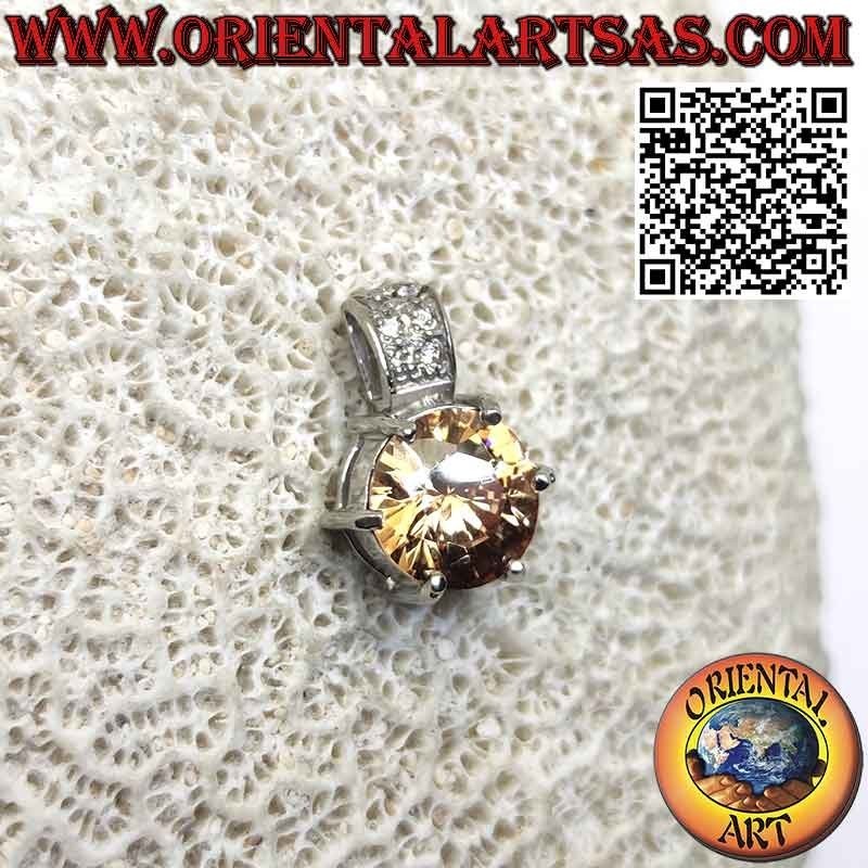 Ciondolo in argento con zircone rosa di Francia ovale gancio allungato